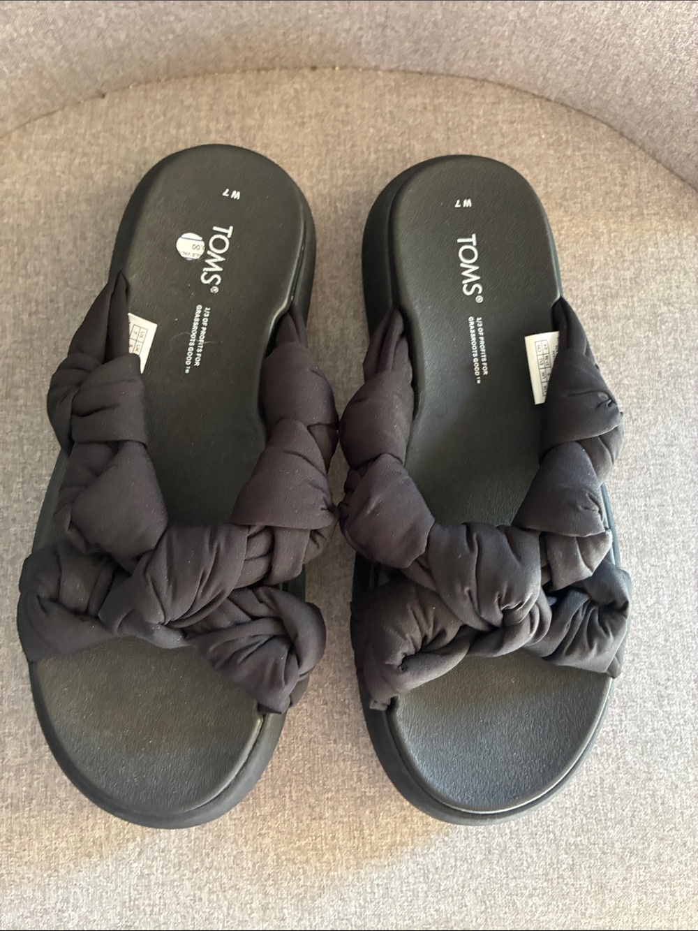 TOMS Women's Black Knotted Slide Sandals